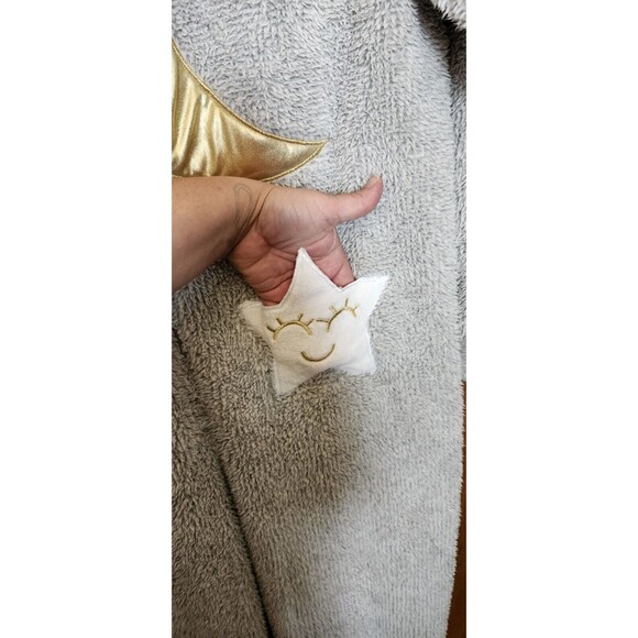 Holiday Time Women's XL Gray Sleeper One Piece Moon Stars Zip Gold Faux Fur Hood - Picture 4 of 11